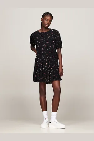 Tommy Hilfiger Vestido de flores con capas hasta la rodilla