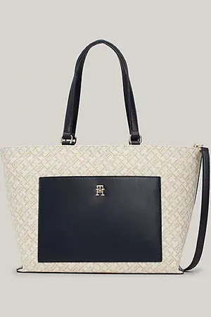 Tommy Hilfiger Bolso tote de lona con monogramas en jacquard