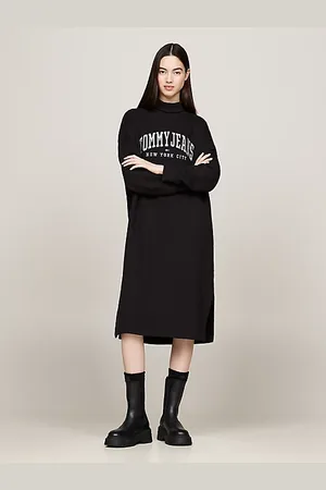 Tommy Hilfiger Vestido sudadera midi con cuello cisne
