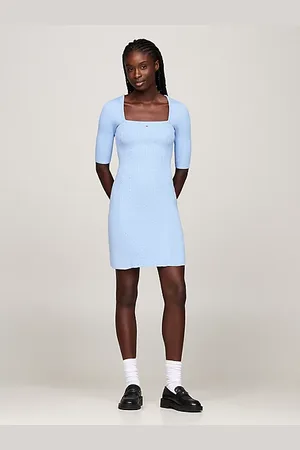 Tommy Hilfiger Vestido de punto trenzado con escote cuadrado