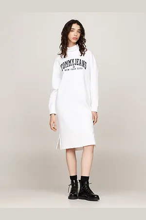 Tommy Hilfiger Vestido sudadera midi con cuello cisne