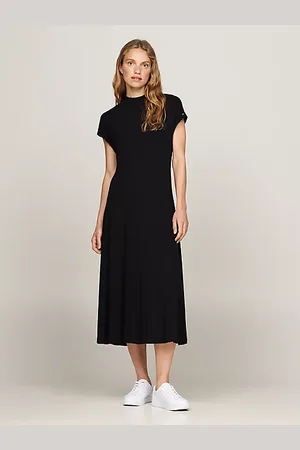 Tommy Hilfiger Vestido midi acanalado con cuello perkins