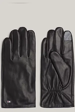 Tommy Hilfiger Guantes de piel con logo Hilfiger Essential