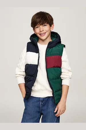 Tommy Hilfiger Chaleco acolchado color block con capucha