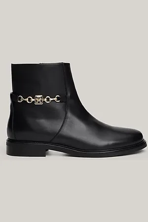 Tommy Hilfiger Botines de piel con cadena metálica