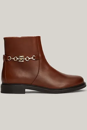 Tommy Hilfiger Botines de piel con cadena metálica