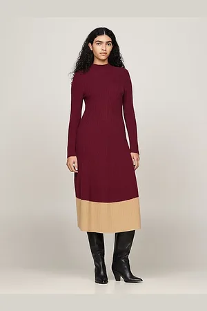 Tommy Hilfiger Vestido jersey midi slim con cachemira