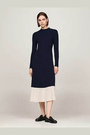 Tommy Hilfiger Vestido jersey midi slim con cachemira