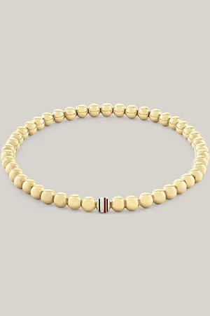 Tommy Hilfiger Pulsera de cuentas chapadas en oro