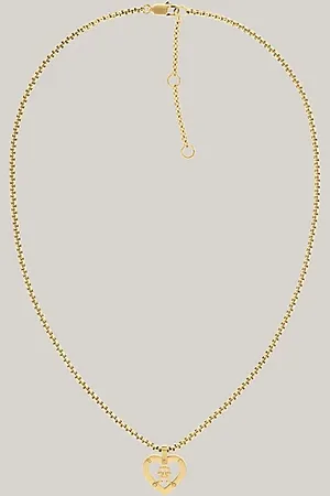 Tommy Hilfiger Collar con corazón y monograma chapado en oro