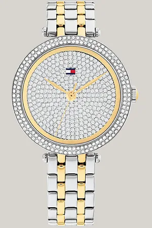 Tommy Hilfiger Reloj chapado en oro rosa con brazalete