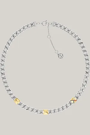 Tommy Hilfiger Collar de cadena barbada chapado en oro