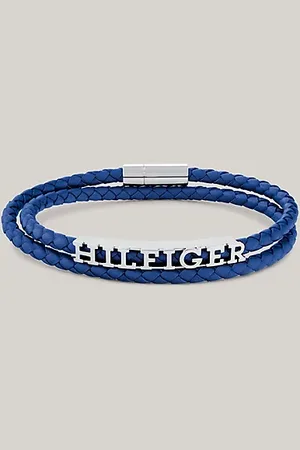 Tommy Hilfiger Pulsera de piel trenzada azul