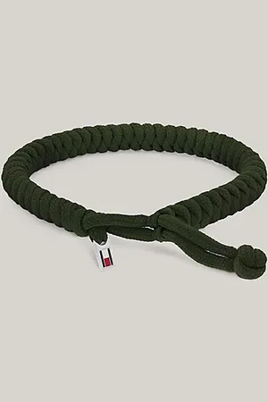 Tommy Hilfiger Pulsera de cuerda verde con logo esmaltado