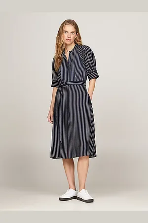 Tommy Hilfiger Vestido camisero midi de rayas estilo cuerda