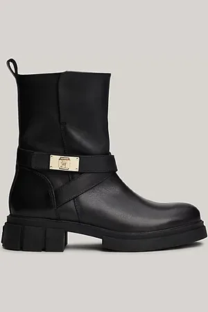 Tommy Hilfiger Botas moteras robustas de piel con tira