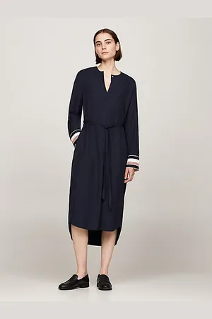 Tommy Hilfiger Vestido Global Stripe midi de corte amplio