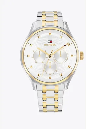 Tommy Hilfiger Reloj de brazalete chapado en oro bitonal