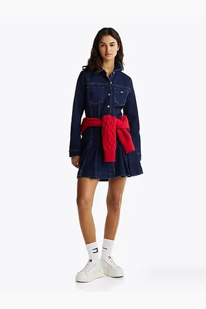 Tommy Hilfiger Minivestido camisero vaquero con plisado