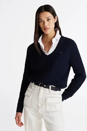 Tommy Hilfiger Jersey de punto trenzado con cuello de pico