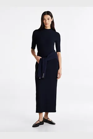Tommy Hilfiger Vestido midi ajustado acanalado de corte slim