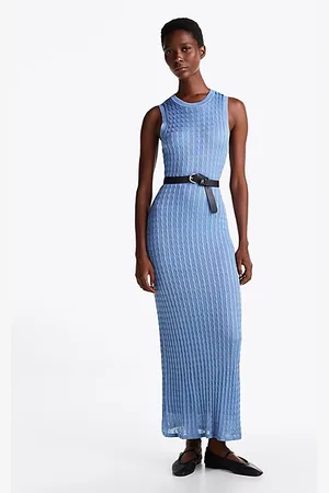 Tommy Hilfiger Vestido largo de corte slim y punto trenzado