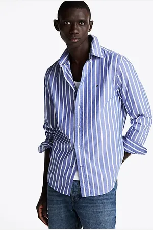 Tommy Hilfiger Camisa TH Flex regular de rayas marineras