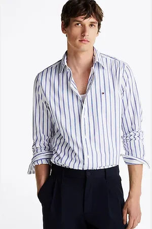 Tommy Hilfiger Camisa TH Flex regular de rayas marineras