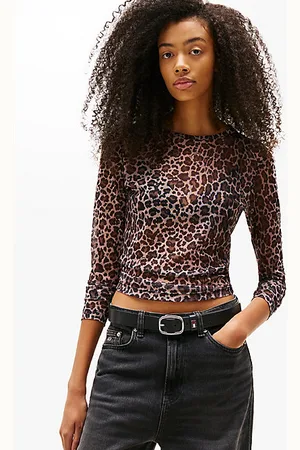 Tommy Hilfiger Top de malla con manga larga y estampado