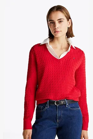 Tommy Hilfiger Jersey de punto trenzado con cuello de pico