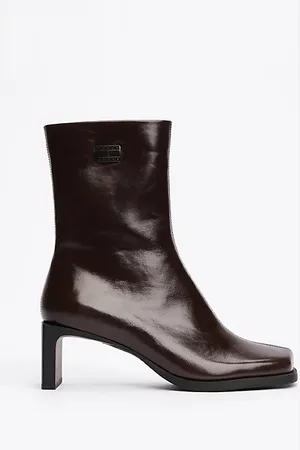 Tommy Hilfiger Botines de piel con punta cuadrada
