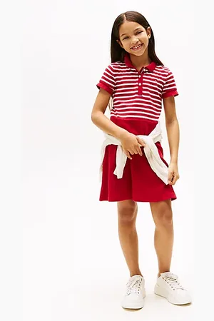 Tommy Hilfiger Vestido de patinadora tipo polo con rayas