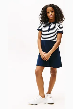 Tommy Hilfiger Vestido de patinadora tipo polo con rayas