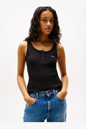 Tommy Hilfiger Camiseta sin mangas acanalada de corte slim