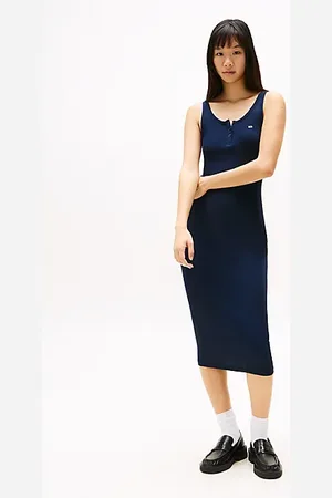 Tommy Hilfiger Vestido midi ajustado con textura acanalada