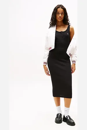Tommy Hilfiger Vestido midi ajustado con textura acanalada