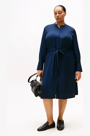 Tommy Hilfiger Vestido camisero Curve midi sin cuello