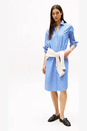 Tommy Hilfiger Vestido camisero midi de popelín