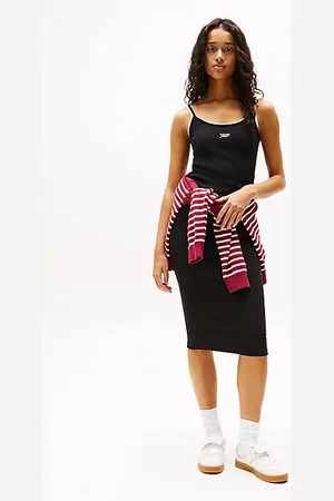 Tommy Hilfiger Vestido midi ajustado de tirantes finos