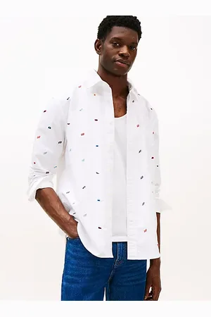 Tommy Hilfiger Camisa de algodón Oxford con logos bordados