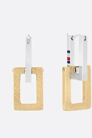 Tommy Hilfiger Pendientes de cadena bitonal con monograma TH