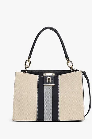 Tommy Hilfiger Bolso tote de lona con rayas y bandolera