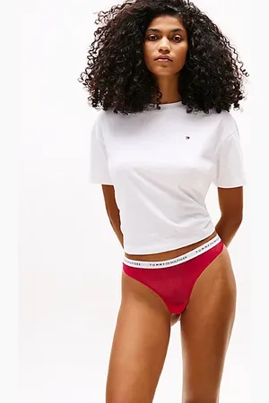 Tommy Hilfiger Tanga de encaje con inscripción en la cintura