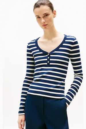 Tommy Hilfiger Camiseta de manga larga con cuello Henley
