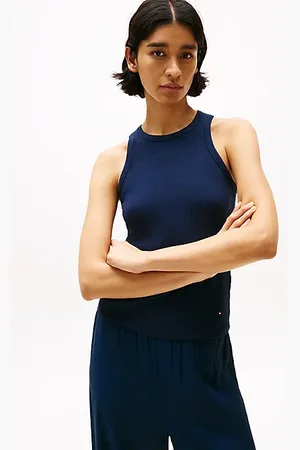 Tommy Hilfiger Camiseta acanalada sin mangas de corte slim