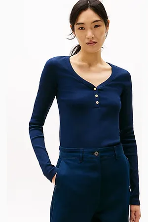 Tommy Hilfiger Camiseta de manga larga con cuello Henley