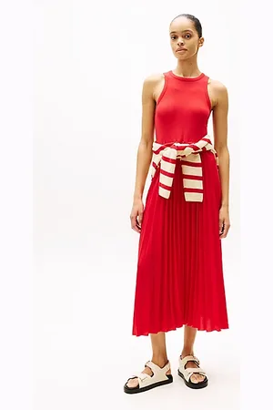 Tommy Hilfiger Vestido midi plisado sin mangas