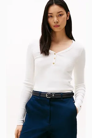 Tommy Hilfiger Camiseta de manga larga con cuello Henley