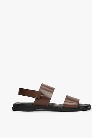 Tommy Hilfiger Sandalias de piel con dos tiras Signature