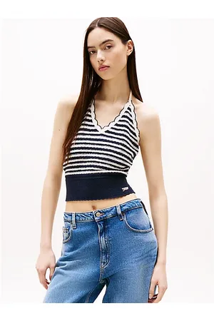 Tommy Hilfiger Top estilo halter con rayas marineras